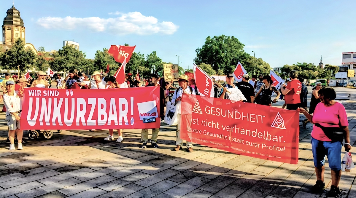Protestkundgebung gegen die „Gesundheitsreform“ am 25. Juni 2026 auf dem Alten Meßplatz. (Foto: Privat.) Soli RH-N - Rede des stv.BR-Vorsitzenden des UMM
